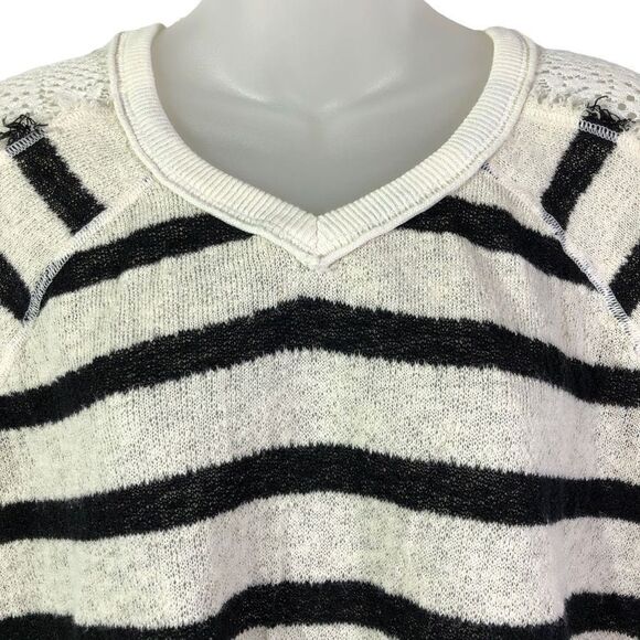 Free People We the Free Pullover Striped Lace Sleeves Knitted Sweater SXS - Picture 6 of 15